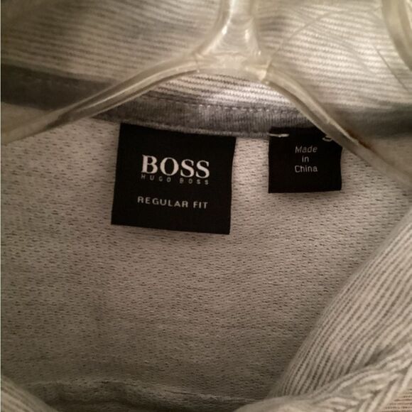 HUGO BOSS MENS SIZE MEDIUM REGULAR FIT GRAY STRIPED FULL ZIP JACKET - Picture 10 of 12